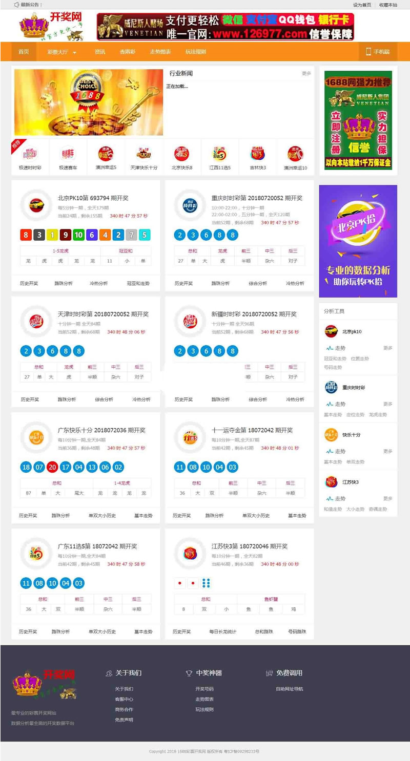 开奖网网站源码下载 日寸日寸彩 赛车 吉林快3 澳洲幸运5等 PC+WAP手机端带后台