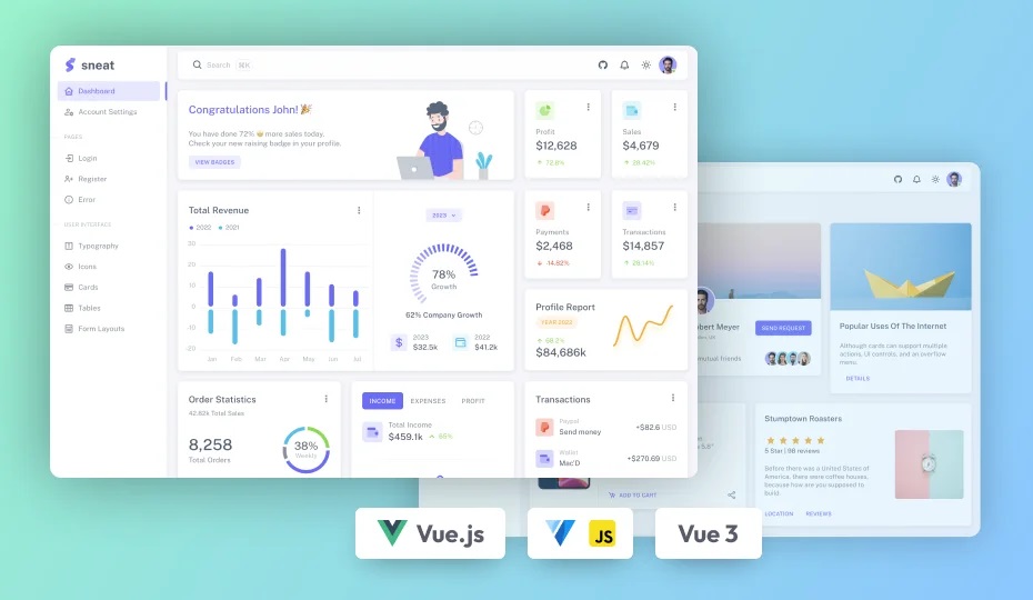 Sneat – Vuetify Vuejs Admin Template 中后台管理模板
